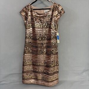 Eliza J Size 8 Sequin Mini Dress Copper Special Occasion, Metallic Shimmer